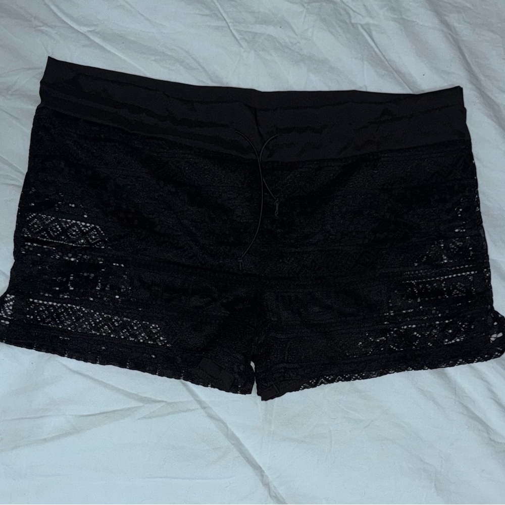 Black Lace Swim Shorts